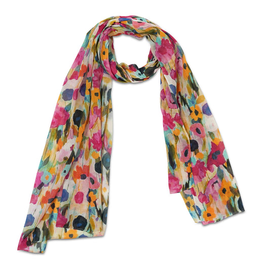 Floral Cotton Voile Designer Scarf