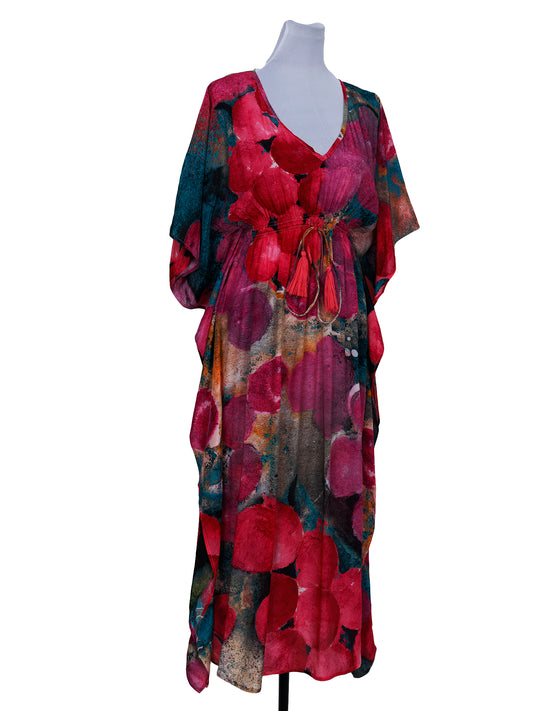 Robe longue caftan à imprimé géométrique