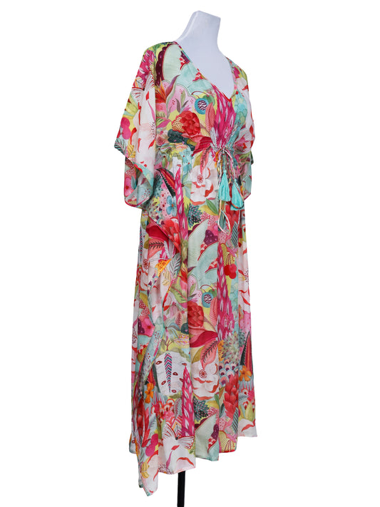 Robe longue caftan fleurie