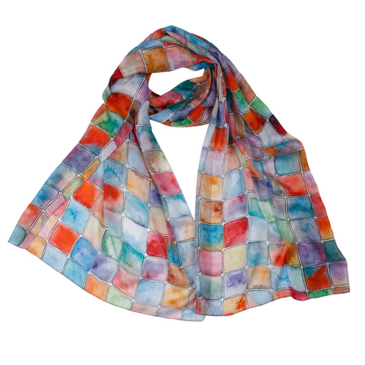 Abstract Print Pure Silk Designer Scarf