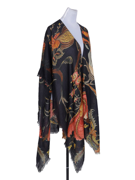 Anthropologie Print Merino Wool Travel Cape