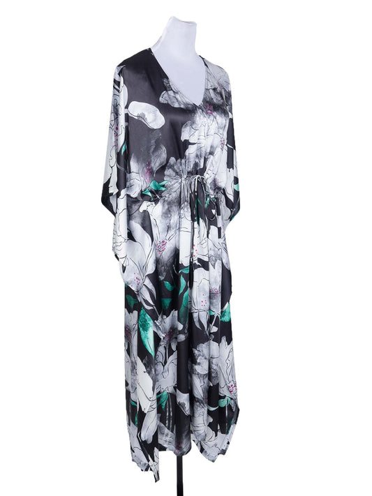 Caftan en satin modal fleuri