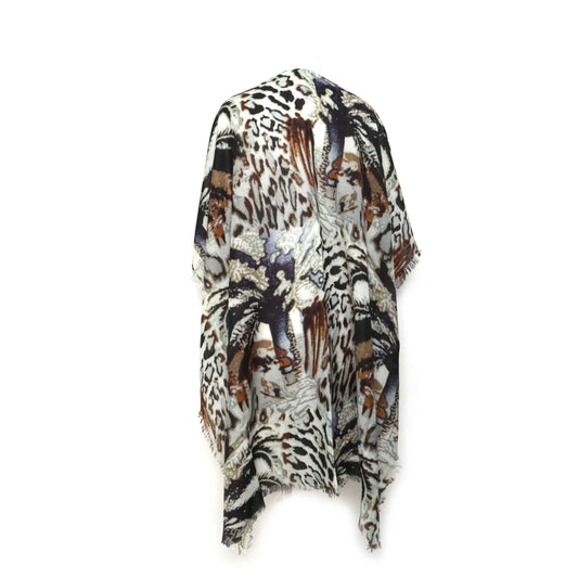 Leopard Abstract Merino Wool Travel Cape