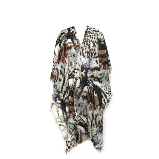 Leopard Abstract Merino Wool Travel Cape