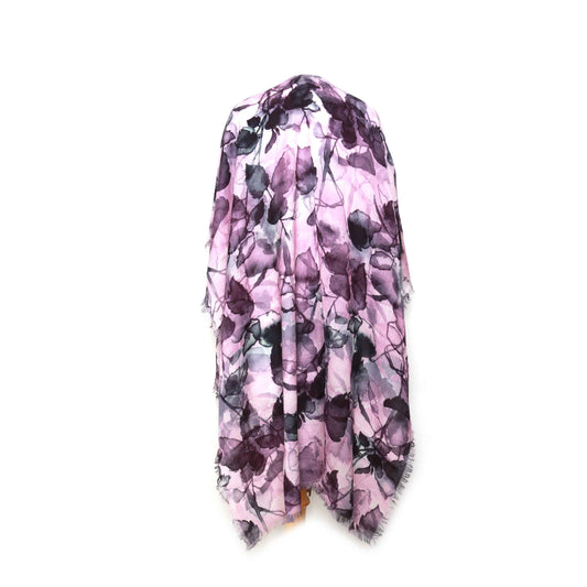 Lilac Leaves Merino Wool Travel Cape