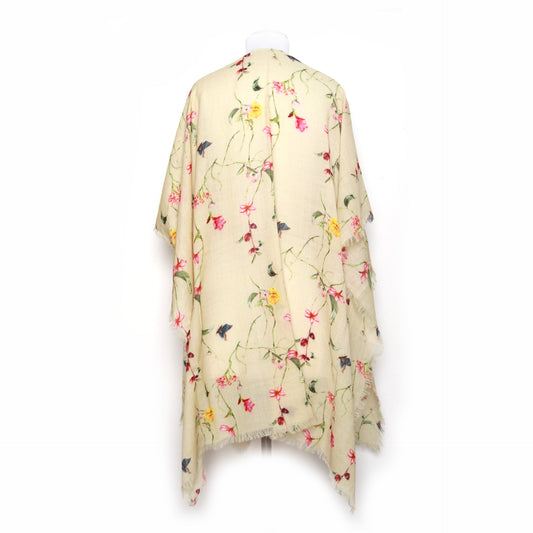 Floral Art Merino Wool Travel Cape