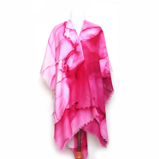 Abstract Watercolour Art Merino Wool Travel Cape