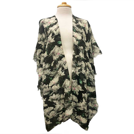 Floral Merino Wool Travel Cape