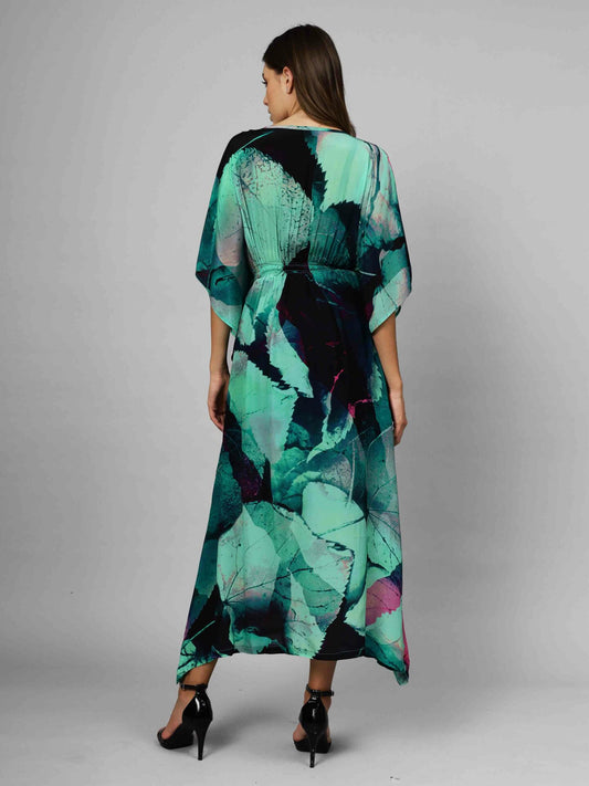 Robe longue caftan fleurie