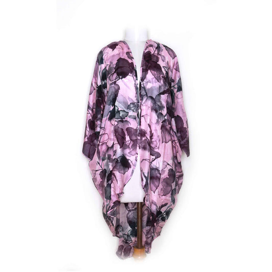 Lilac Leaves Modal Kimono