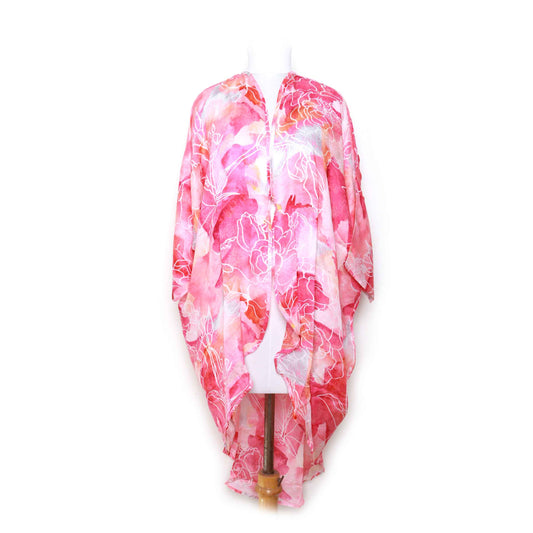 Kimono en modal pêche et rose