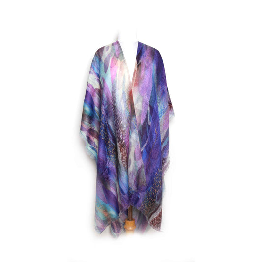 Purple Dreams Merino Wool Travel Cape