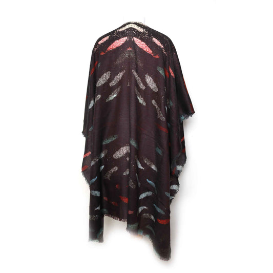 Abstract Brown Merino Wool Travel Cape