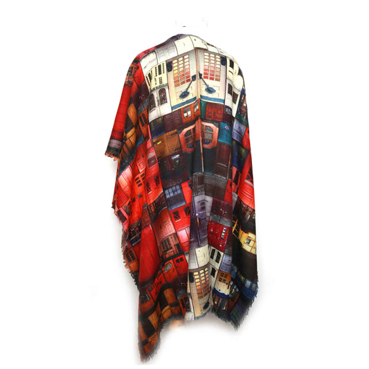 Architectural Red Door Merino Wool Travel Cape