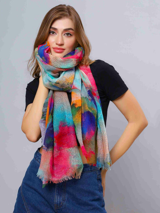 Abstract Merino Silk Designer Scarf