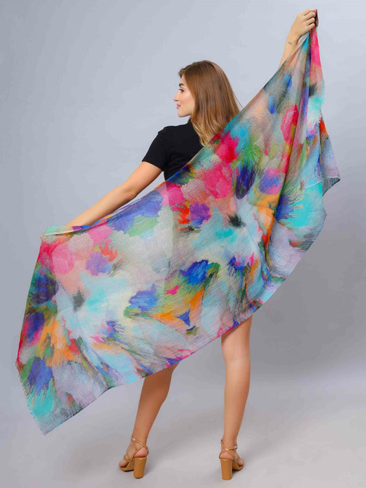 Abstract Merino Silk Designer Scarf