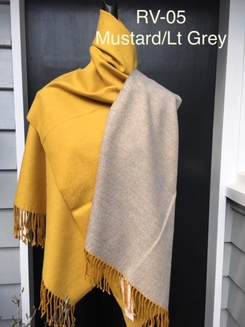 70% wool, 30% acrylic (MUSTARD / LT GREY)