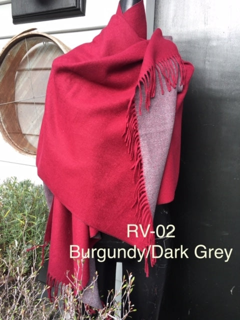 70% wool, 30% acrylic (Burgundy / Dark Grey)