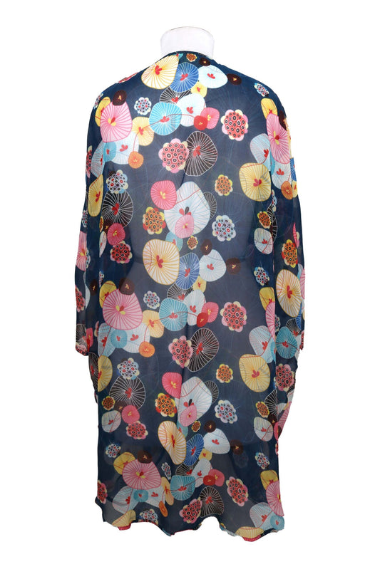 Japanese Waterlily Navy Modal Kimono