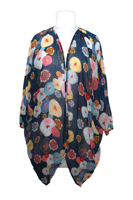 Japanese Waterlily Navy Modal Kimono