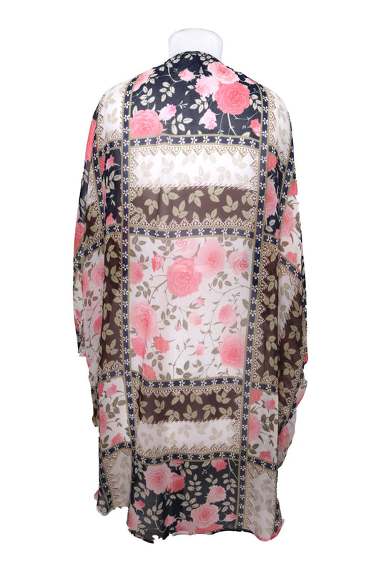 Rosy Patchwork Modal Kimono