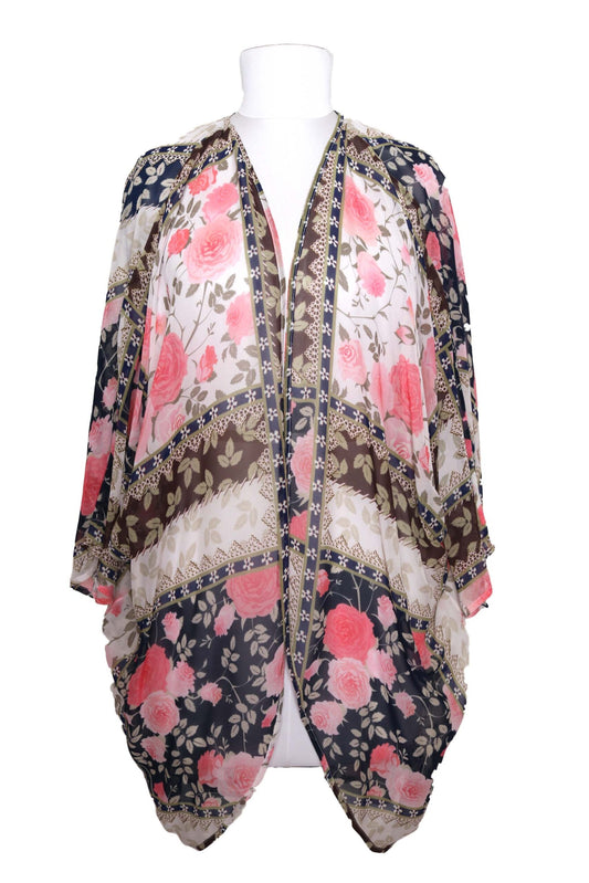 Rosy Patchwork Modal Kimono